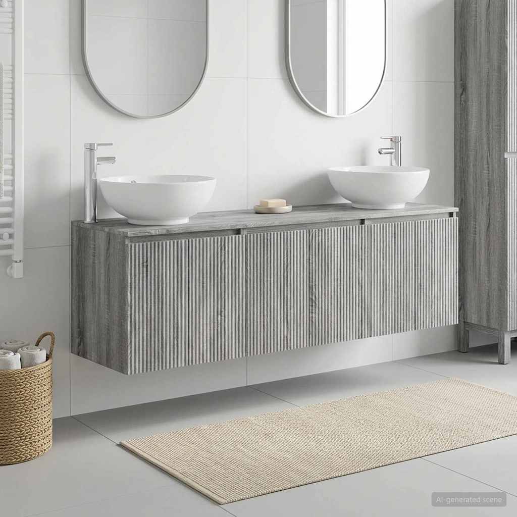 Badkamerkastenset 3 st Grijs Sonoma 49,5 x 44,5 x 65 cm is nu te koop bij PeponiXL, paradijselijk wonen!