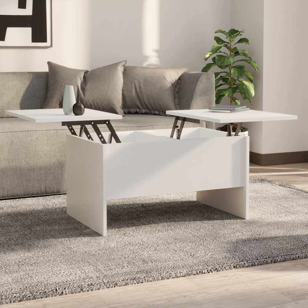 Salontafel 80x50x42,5 cm bewerkt hout wit is nu te koop bij PeponiXL, paradijselijk wonen!
