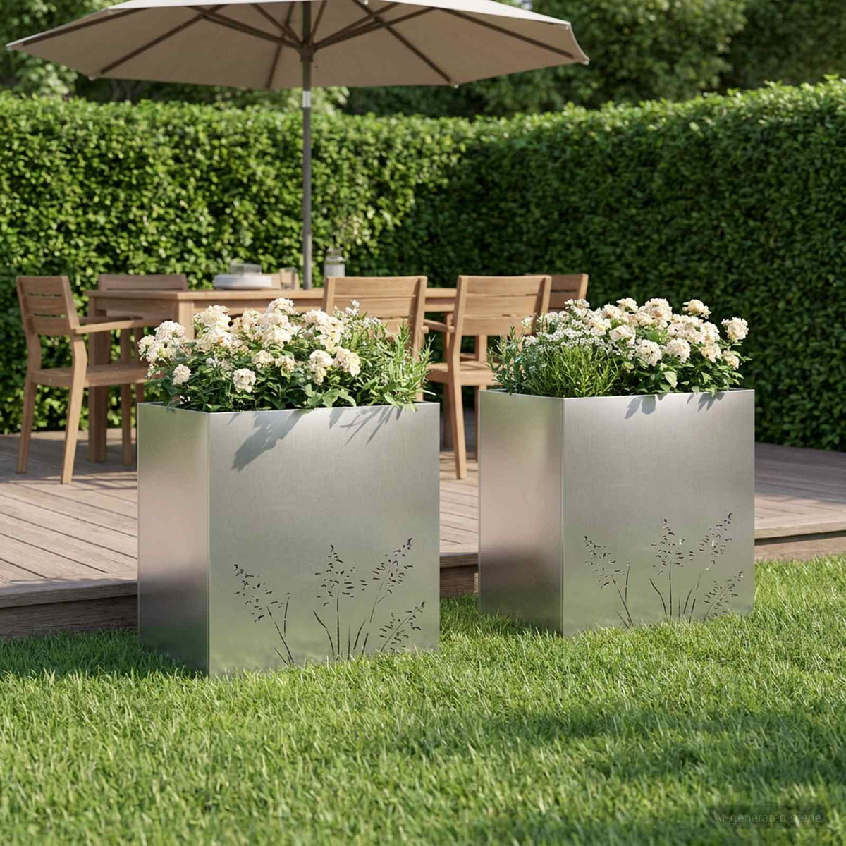 Plantenbak 2 st zilver 50 x 30 x 49 cm Roestvrij staal is nu te koop bij PeponiXL, paradijselijk wonen!