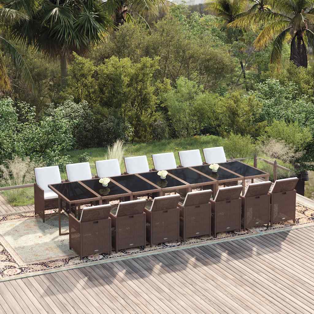 15-delige Tuinset met kussens poly rattan bruin is nu te koop bij PeponiXL, paradijselijk wonen!