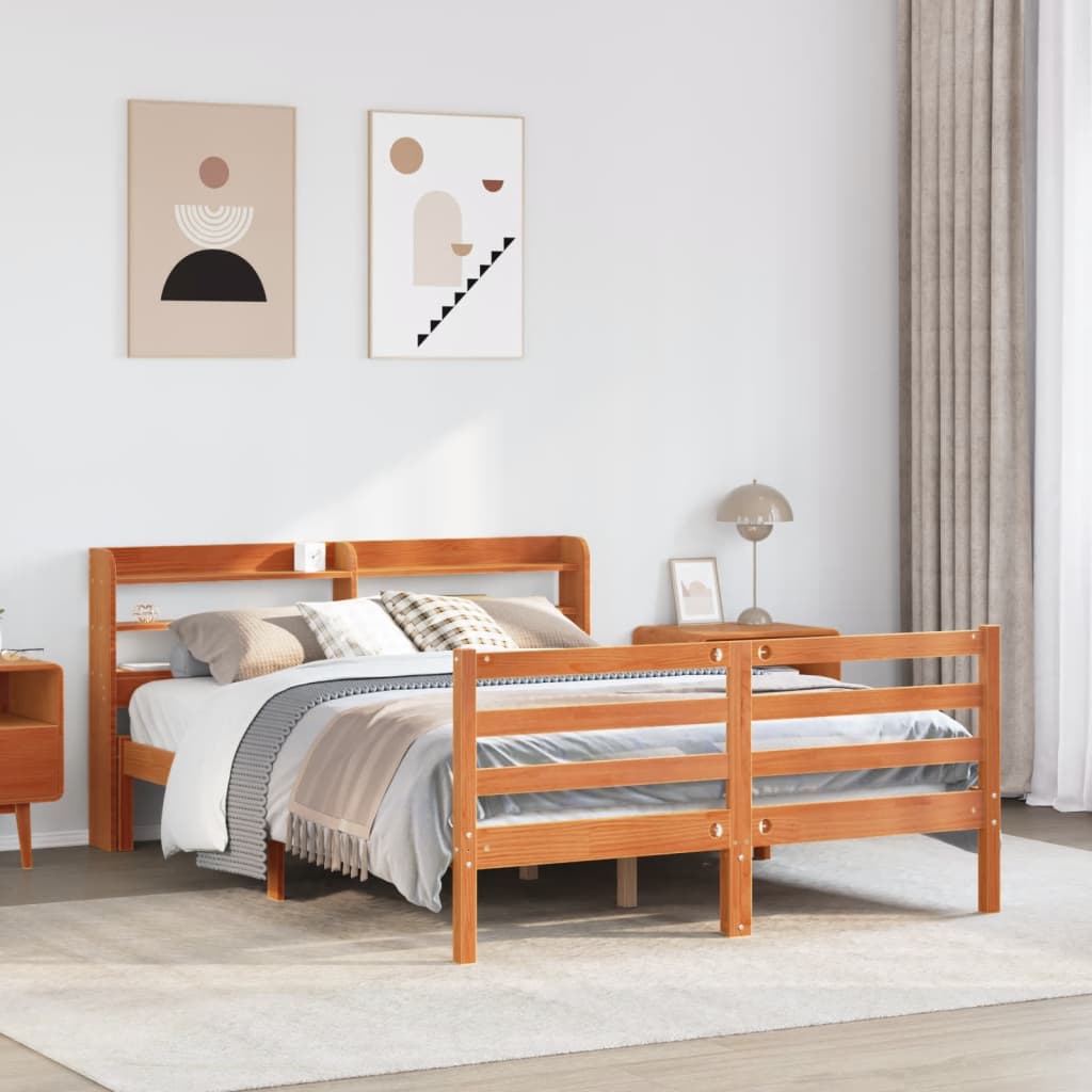 Bedframe zonder matras massief grenenhout wasbruin 150x200 cm is nu te koop bij PeponiXL, paradijselijk wonen!