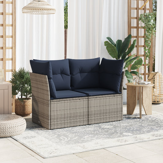 | Tuinbank | met kussen Grijs 124 x 62 x 69 cm poly rattan is nu te koop bij PeponiXL, paradijselijk wonen!