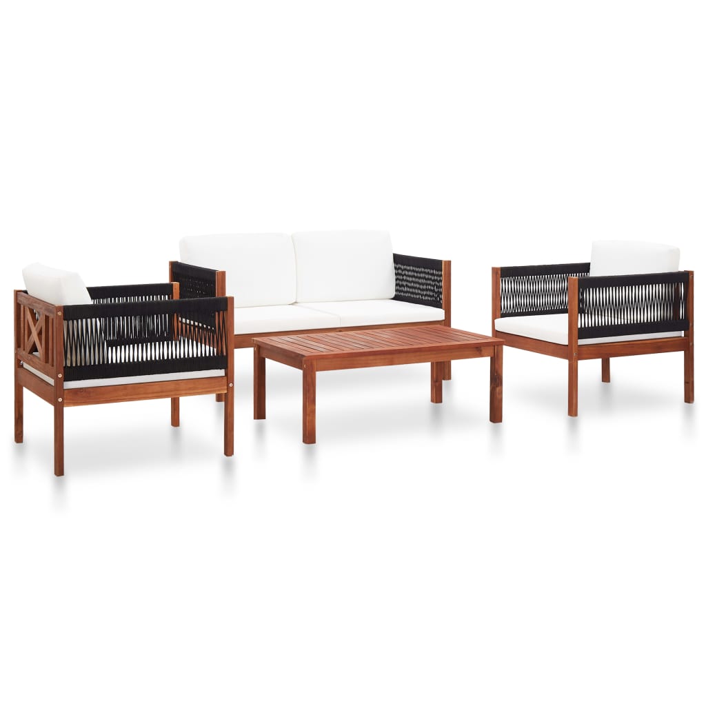 4-delige Loungeset massief acaciahout is nu te koop bij PeponiXL, paradijselijk wonen!