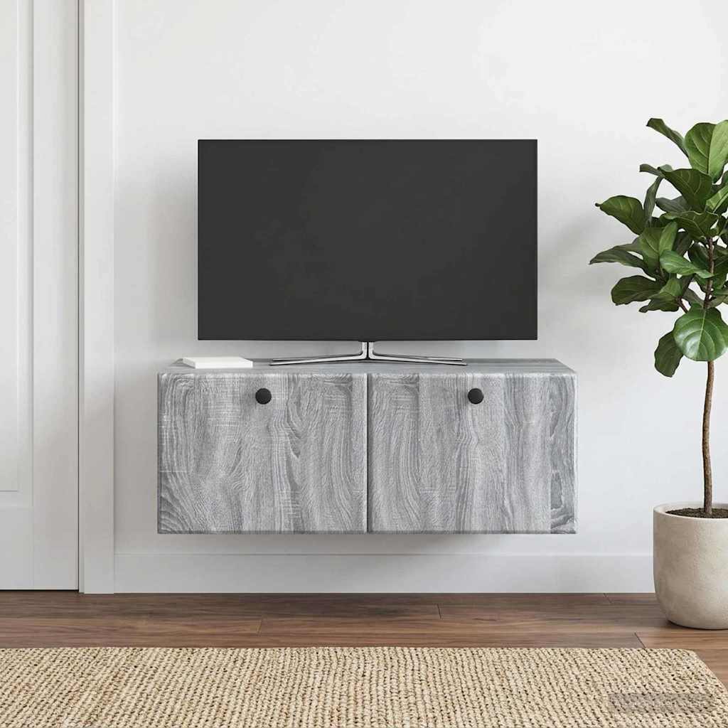 Wandbeugel TV-kast Grijs sonoma 78,5 x 41 x 30 cm Bewerkt hout is nu te koop bij PeponiXL, paradijselijk wonen!