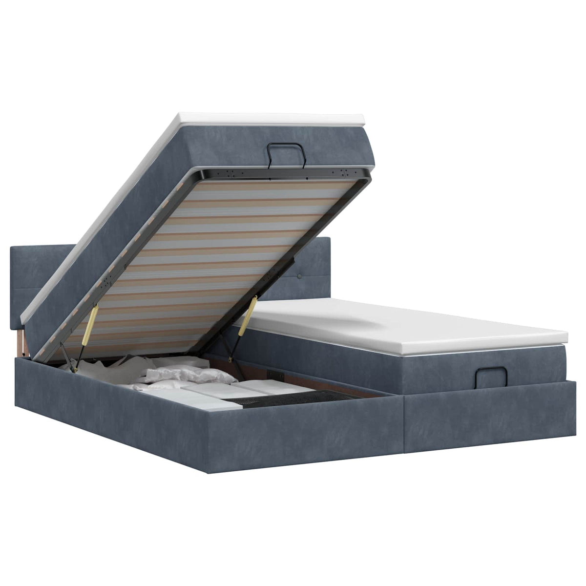 Ottoman bed met matras met hoofdeinde 2 st Donkergrijs Fluweel is nu te koop bij PeponiXL, paradijselijk wonen!