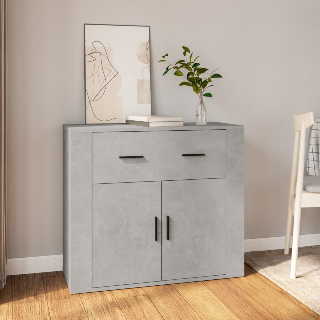 Dressoir 80x33x70 cm bewerkt hout betongrijs is nu te koop bij PeponiXL, paradijselijk wonen!