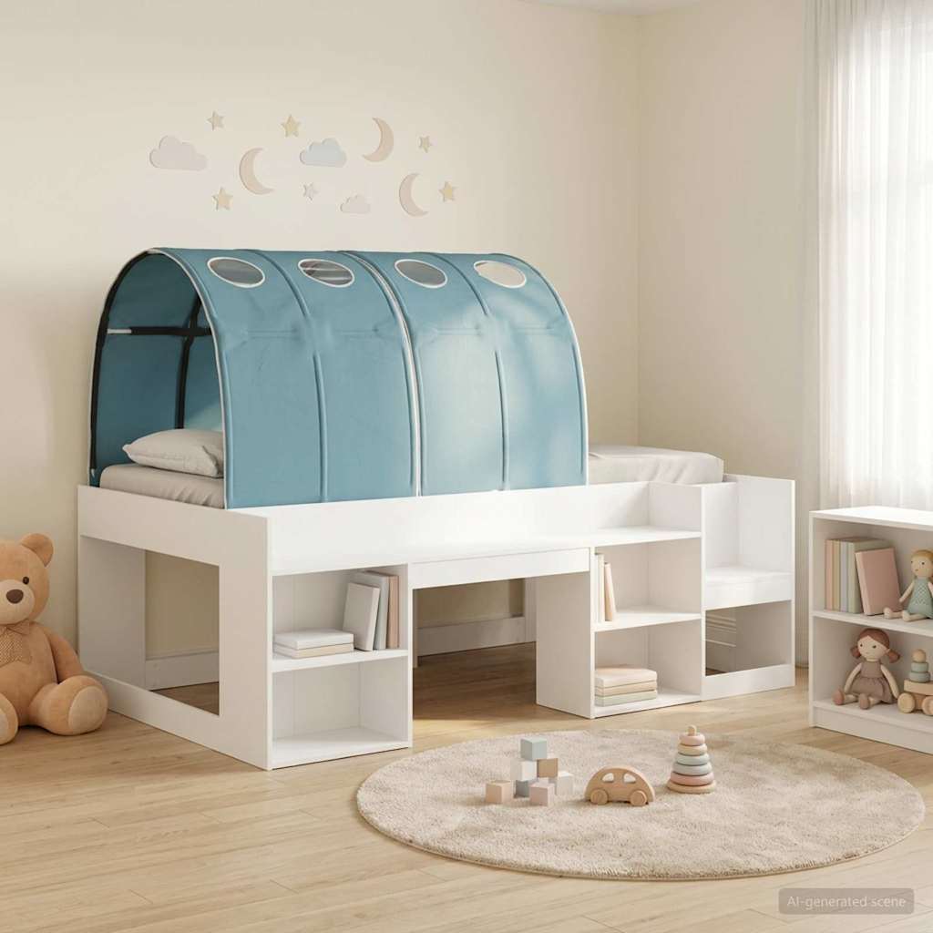 Bedframe met tunnel 3 st Wit en Lichtblauw Bewerkt hout is nu te koop bij PeponiXL, paradijselijk wonen!