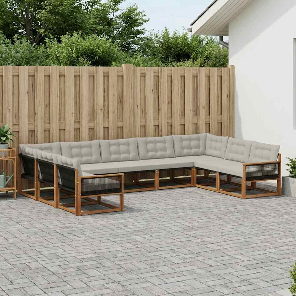 Buiten bankenset met kussen 9 pcs Naturel en lichtgrijs is nu te koop bij PeponiXL, paradijselijk wonen!