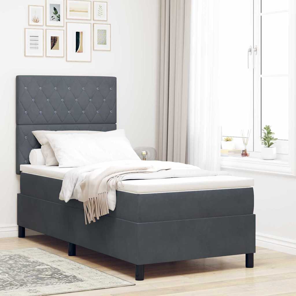 Boxspringbed met matras Donkergrijs 90 x 190 cm Fluweel is nu te koop bij PeponiXL, paradijselijk wonen!