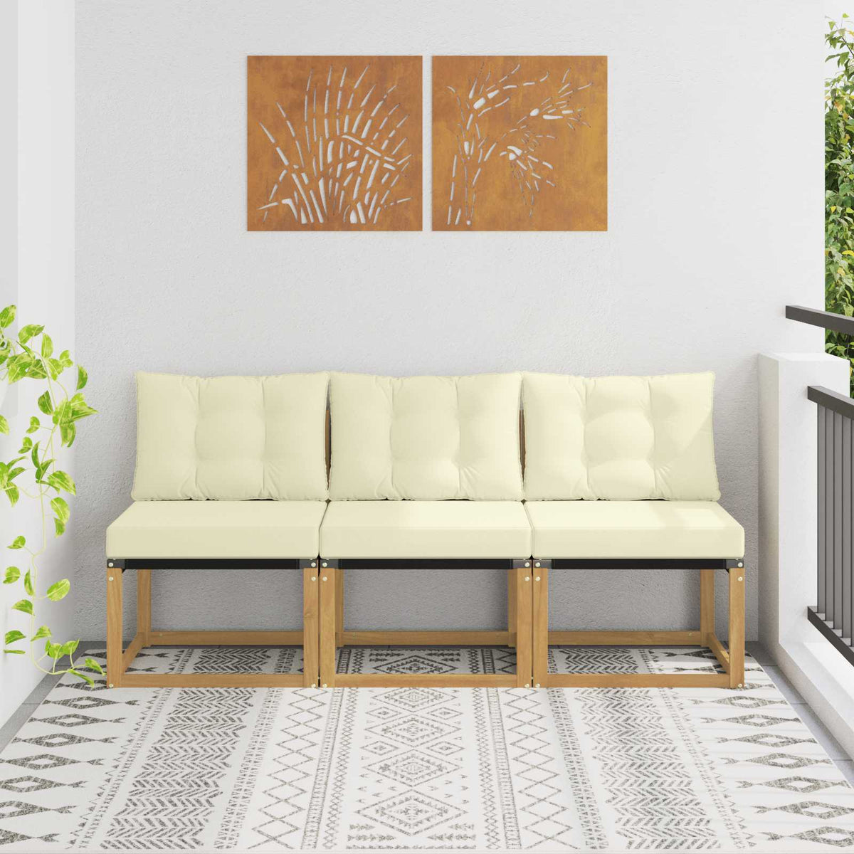 3 Stuk Buiten Midden Sofa Massief acaciahout en Textilene Stof is nu te koop bij PeponiXL, paradijselijk wonen!