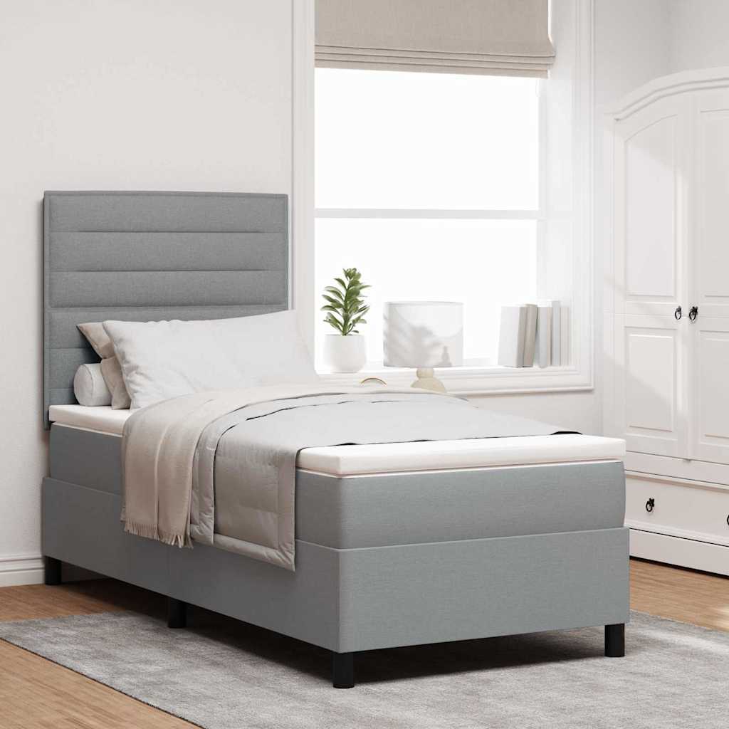 Boxspringbed met matras Lichtgrijs 100 x 200 cm Stof is nu te koop bij PeponiXL, paradijselijk wonen!