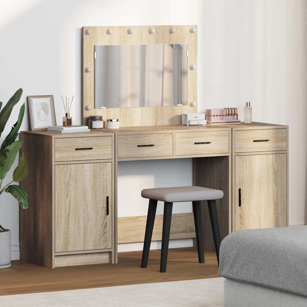 Plafondtafel met spiegellichten 3 pcs Bruin Bewerkt hout is nu te koop bij PeponiXL, paradijselijk wonen!