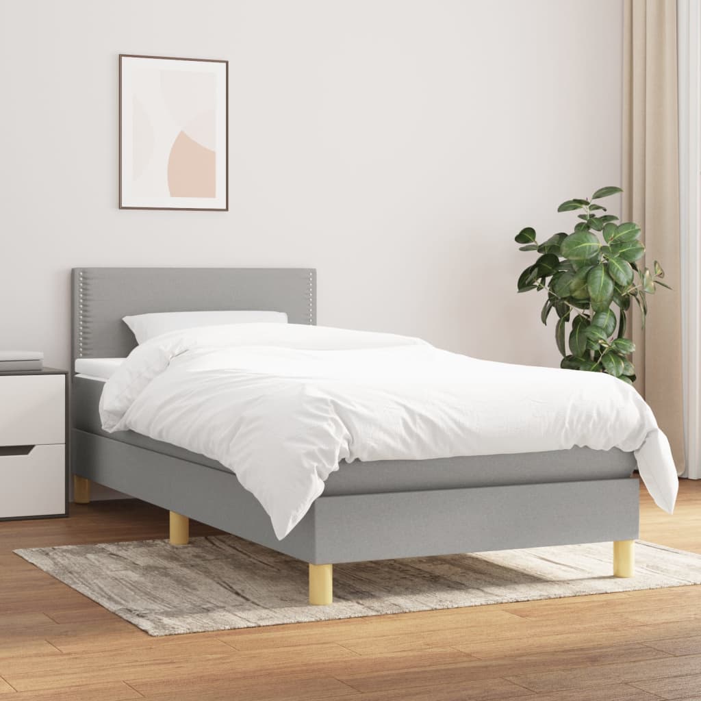 Boxspring met matras stof lichtgrijs 80x200 cm is nu te koop bij PeponiXL, paradijselijk wonen!