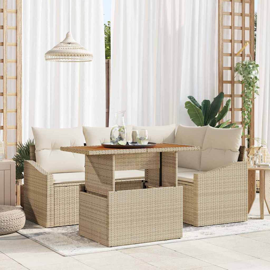Tuinbankenset 5 st Beige en Crème is nu te koop bij PeponiXL, paradijselijk wonen!