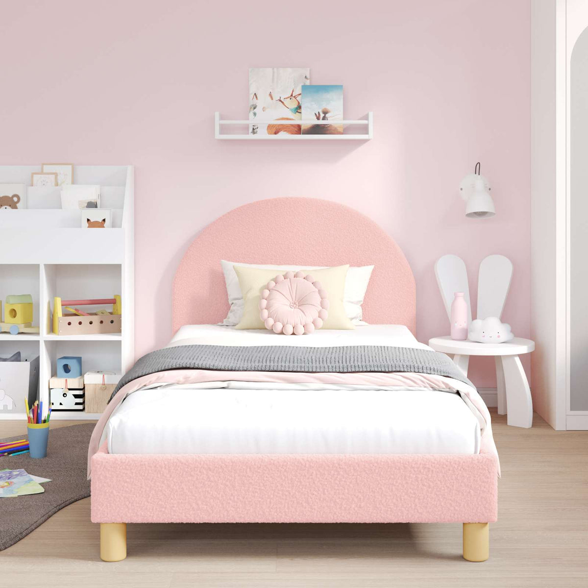 Bedframe voor kinderen met hoofdbord Roze 90 x 190 cm is nu te koop bij PeponiXL, paradijselijk wonen!