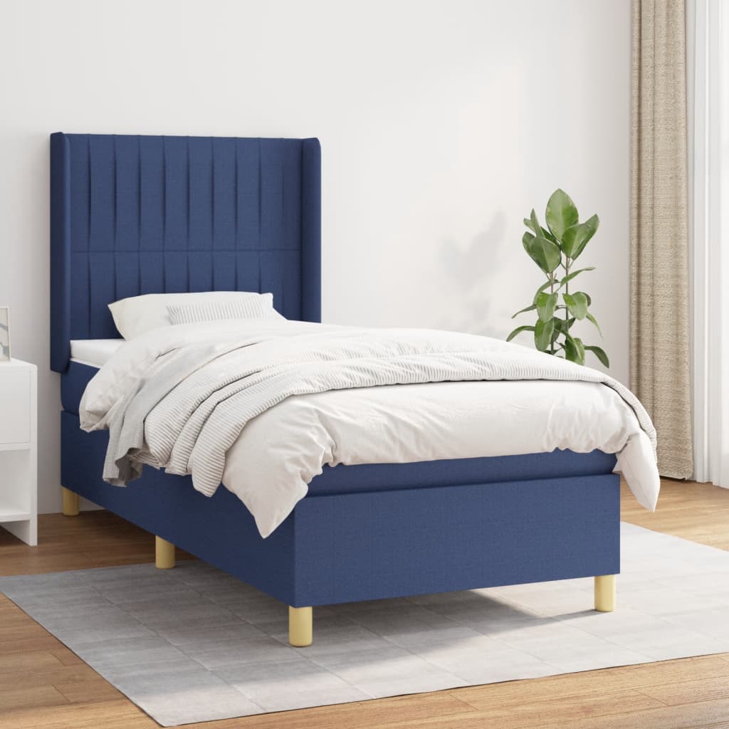 Boxspring met matras stof blauw 100x200 cm is nu te koop bij PeponiXL, paradijselijk wonen!