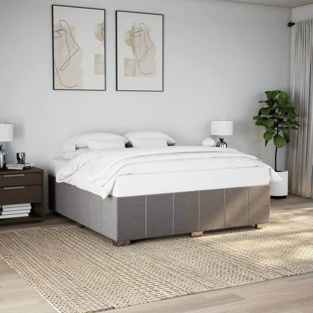Bedframe zonder matras stof taupe 200x200 cm is nu te koop bij PeponiXL, paradijselijk wonen!