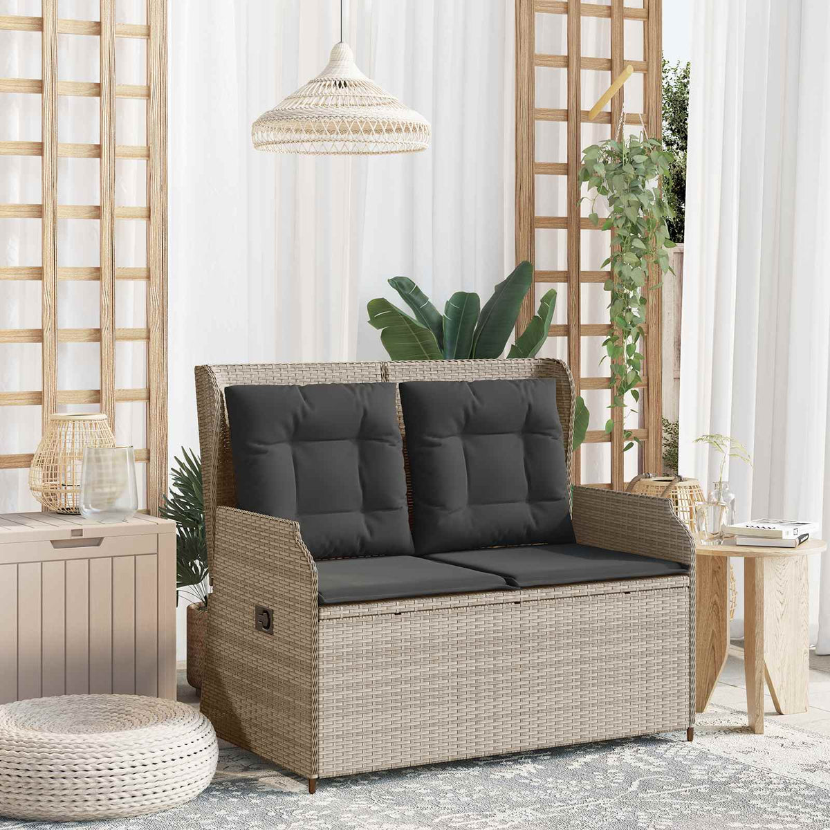 Tuinbank Lichtgrijs poly rattan is nu te koop bij PeponiXL, paradijselijk wonen!