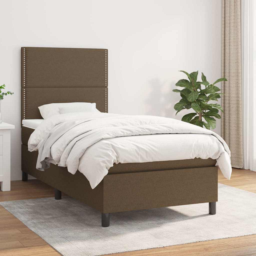 Boxspring met matras stof donkerbruin 90x190 cm is nu te koop bij PeponiXL, paradijselijk wonen!