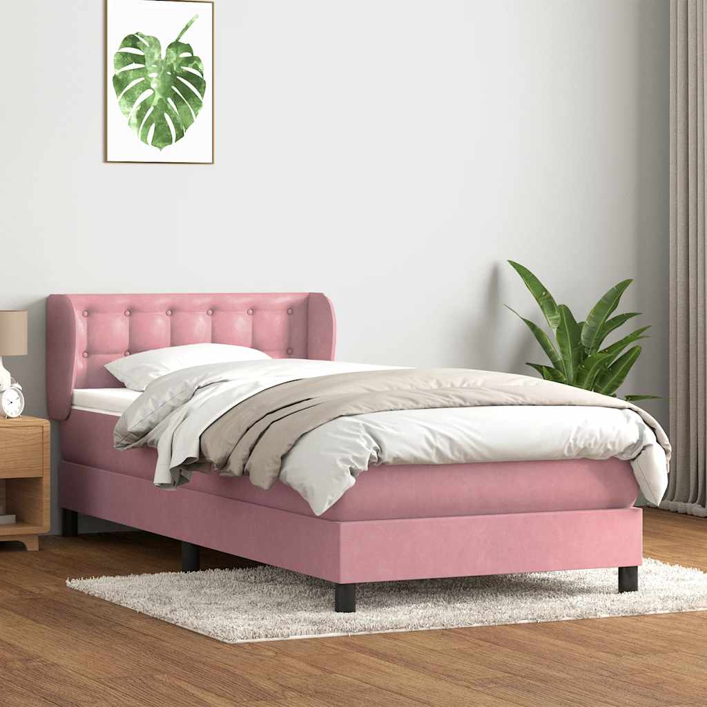 Boxspring met matras fluweel roze 80x220 cm is nu te koop bij PeponiXL, paradijselijk wonen!