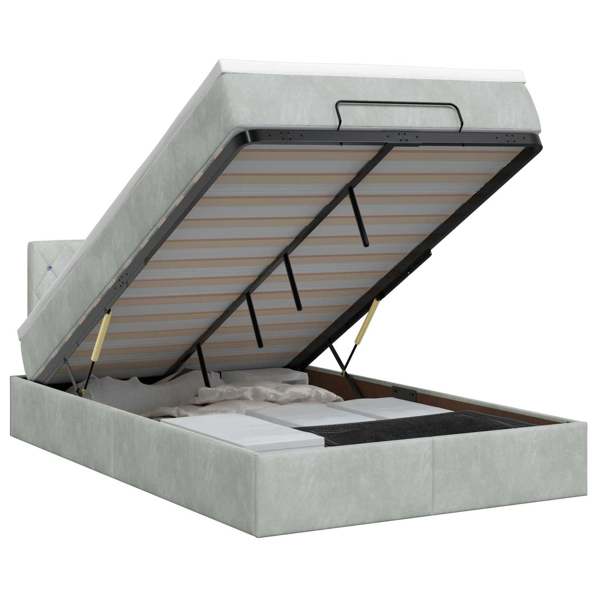 Ottoman bed met matras Lichtgrijs 120 x 200 cm Fluweel is nu te koop bij PeponiXL, paradijselijk wonen!