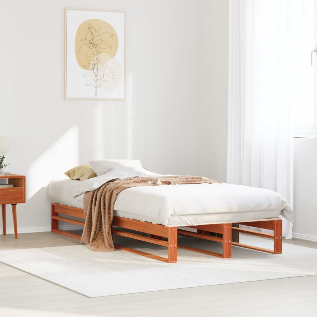 Bedframe zonder matras massief grenenhout wasbruin 75x190 cm is nu te koop bij PeponiXL, paradijselijk wonen!