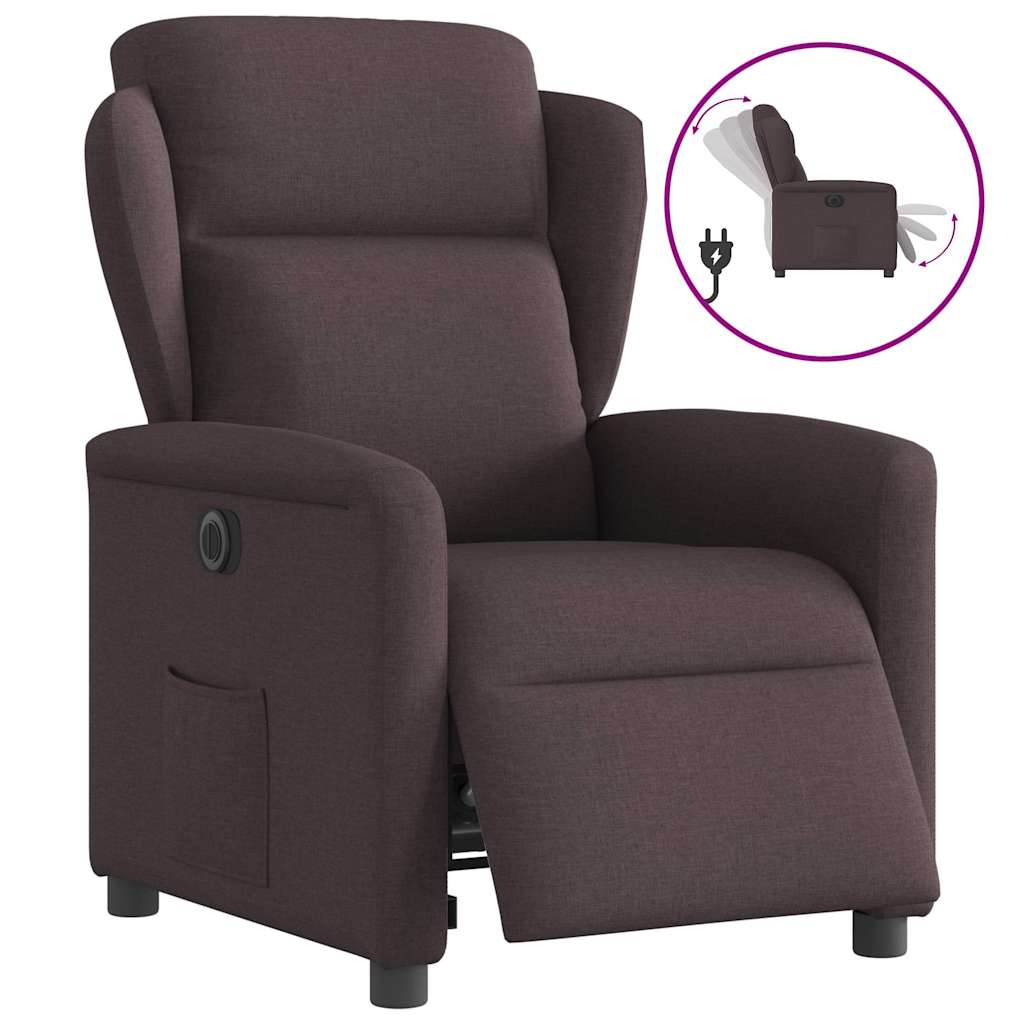 Fauteuil verstelbaar elektrisch stof donkerbruin is nu te koop bij PeponiXL, paradijselijk wonen!