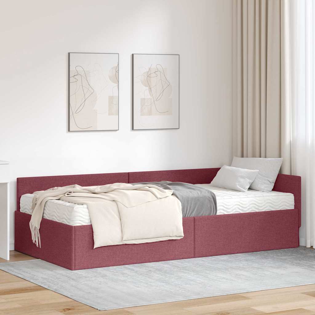 Hoekbedframe met Matras Anders met hoofdeinde 2 pcs Rood Stof is nu te koop bij PeponiXL, paradijselijk wonen!