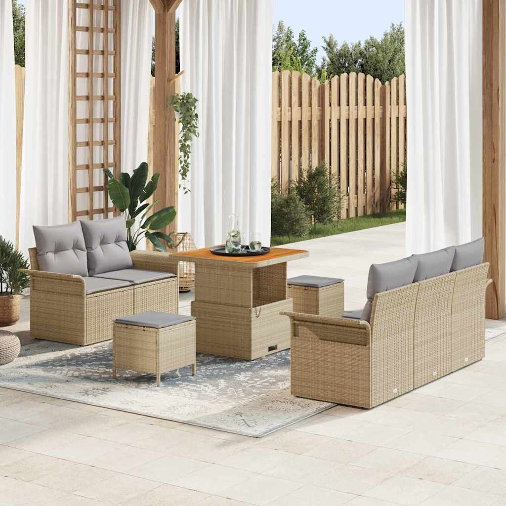 Tuin Sofa Set met kussen met opslag 8 pcs Beige en Licht Grijs is nu te koop bij PeponiXL, paradijselijk wonen!