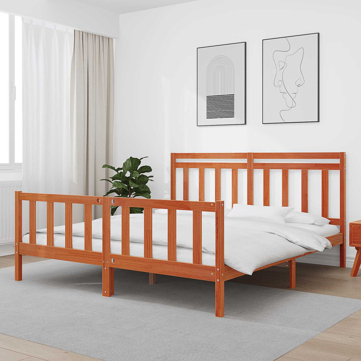 Bedframe met hoofdeinde 2 pcs Wasbruin 205,5 x 185,5 x 100 cm is nu te koop bij PeponiXL, paradijselijk wonen!