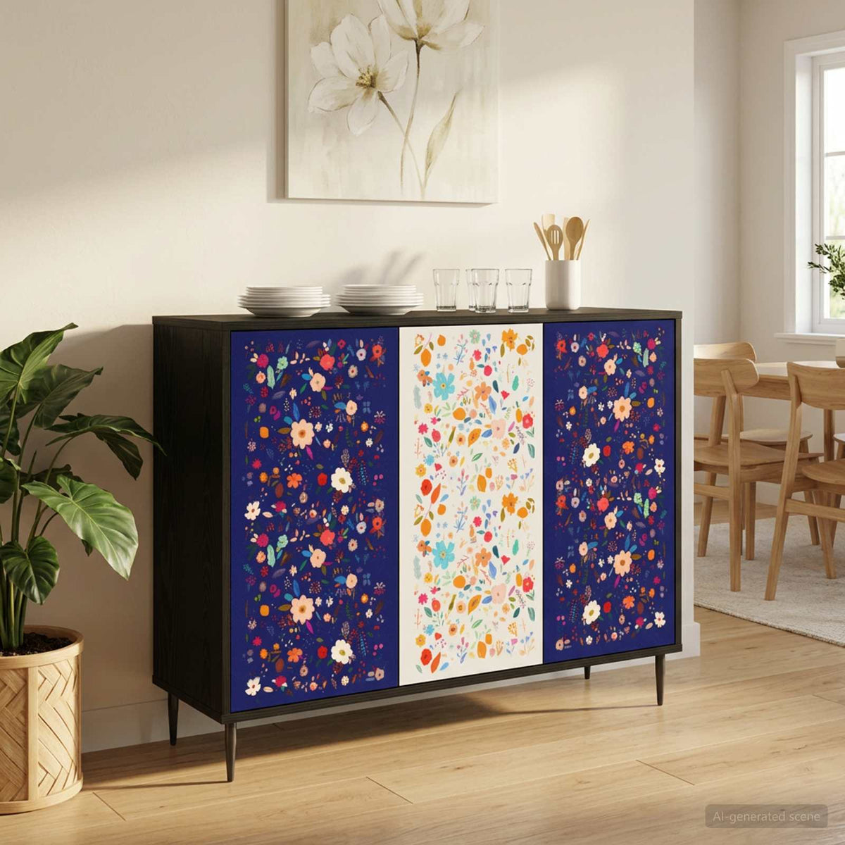 Dressoir MAINZ Zwart eiken 102 x 33 x 76 cm Bewerkt hout is nu te koop bij PeponiXL, paradijselijk wonen!