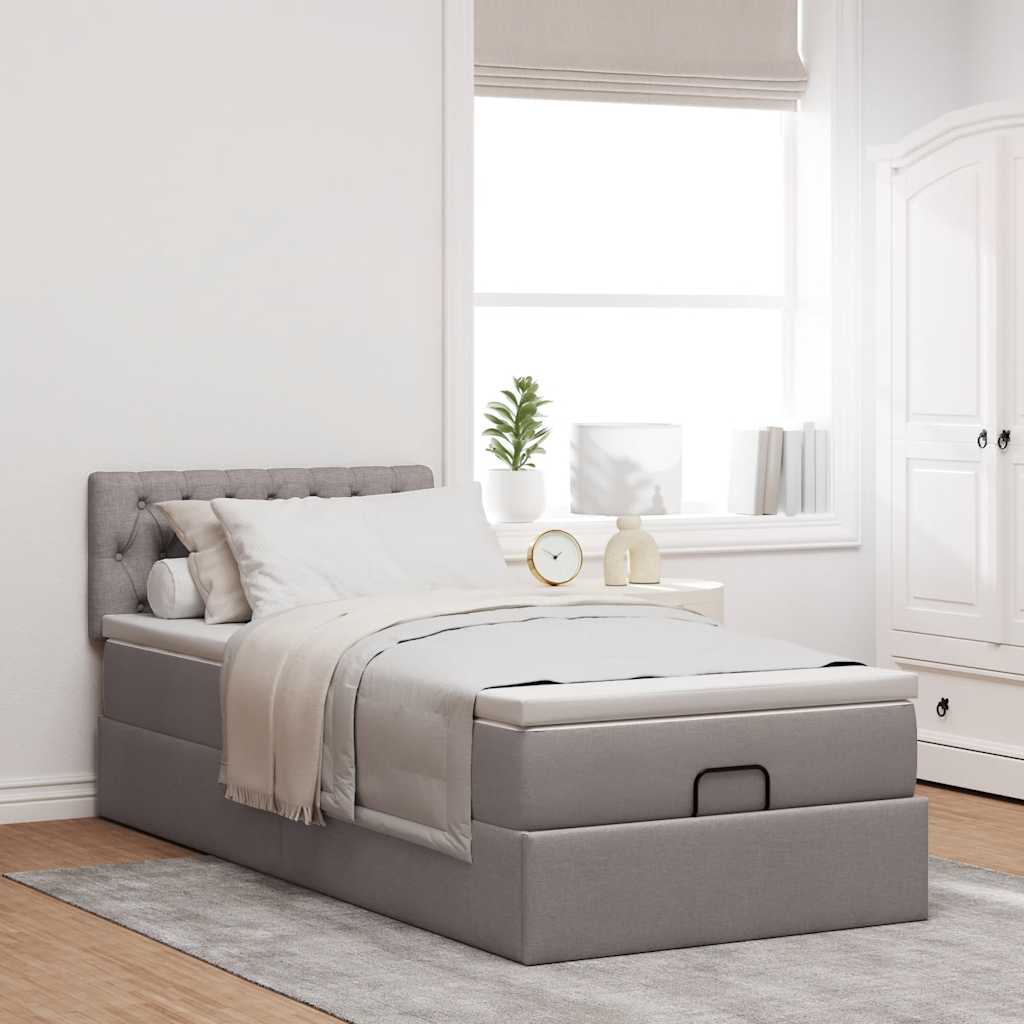 Bed met matras 90x200 cm stof taupe is nu te koop bij PeponiXL, paradijselijk wonen!