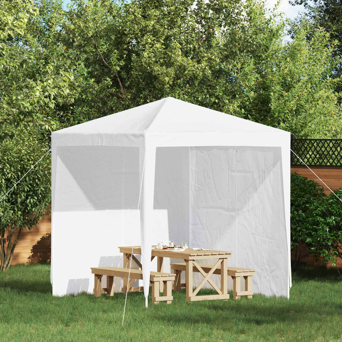 Party Tent Zijwand 2 pcs Wit 200 x 195 cm PE en staal is nu te koop bij PeponiXL, paradijselijk wonen!