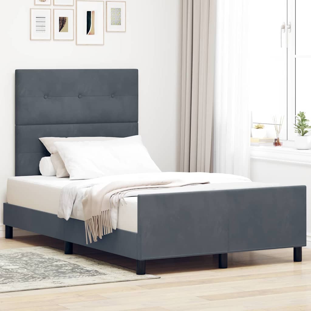 Boxspringbed met hoofdeinde Donkergrijs 120 x 200 cm Fluweel is nu te koop bij PeponiXL, paradijselijk wonen!
