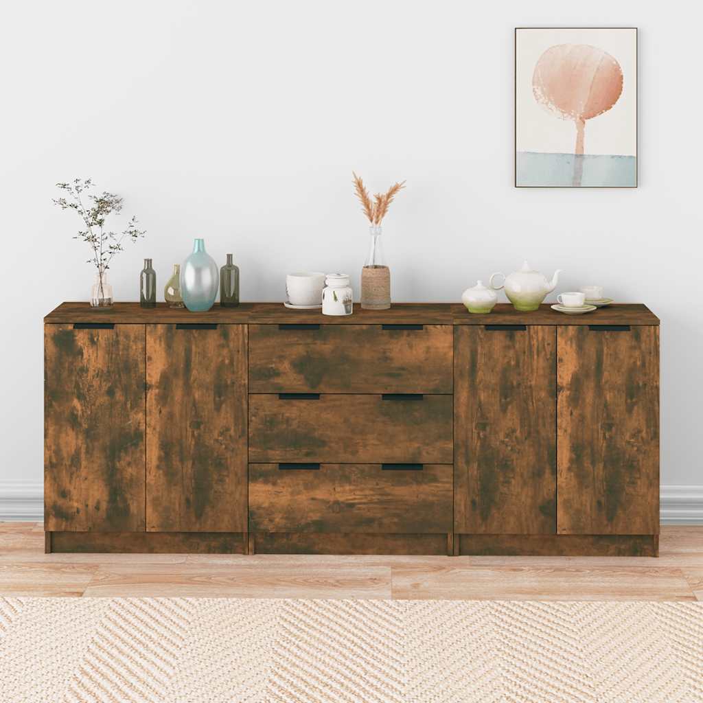 3-delige Dressoirs bewerkt hout gerookt eiken is nu te koop bij PeponiXL, paradijselijk wonen!