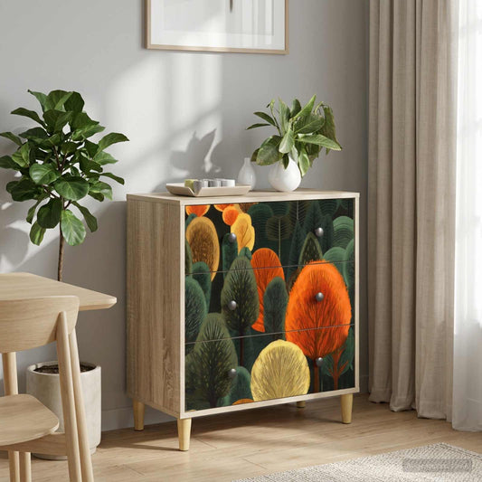 Ladekast ZAANDAM Bosprint 66 x 36,5 x 75 cm Bewerkt hout Sonoma is nu te koop bij PeponiXL, paradijselijk wonen!