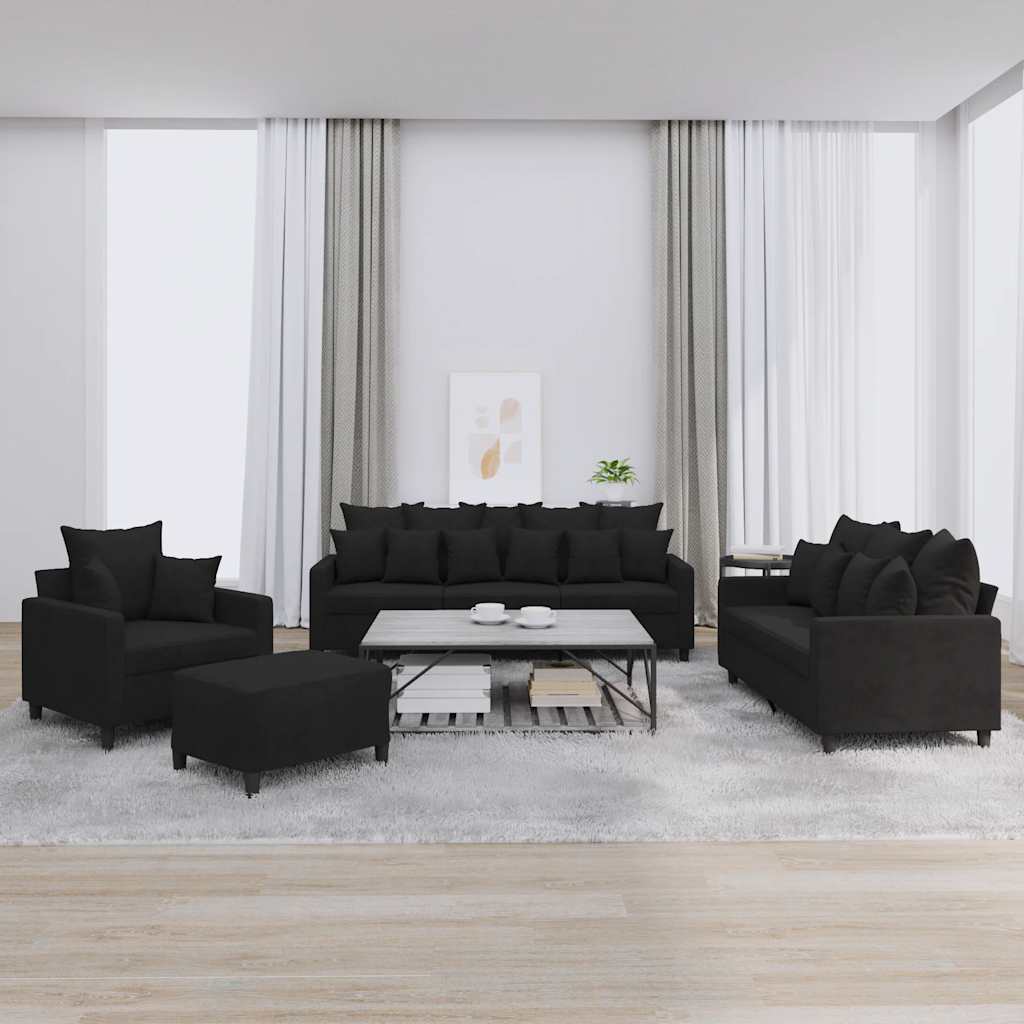 4-delige Loungeset met kussens fluweel zwart is nu te koop bij PeponiXL, paradijselijk wonen!