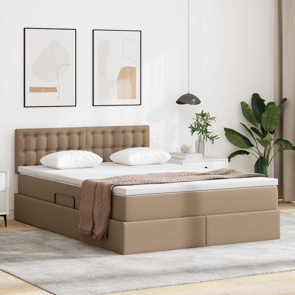Opslag bed met matras Cappuccino 140 x 200 cm Nep Leer is nu te koop bij PeponiXL, paradijselijk wonen!