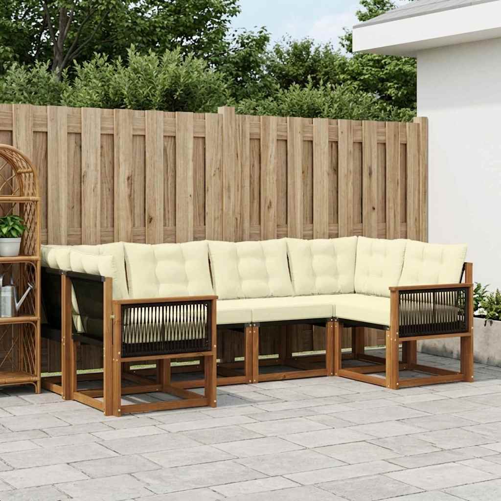 Buiten bankenset met kussen 6 pcs Natuurlijk en Crème is nu te koop bij PeponiXL, paradijselijk wonen!