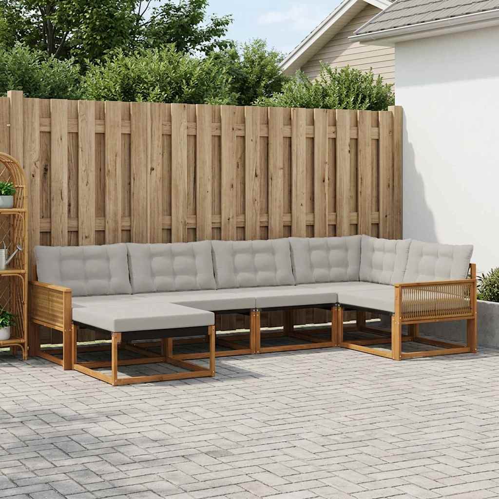 Buiten bankenset met kussen 6 pcs Naturel en lichtgrijs is nu te koop bij PeponiXL, paradijselijk wonen!