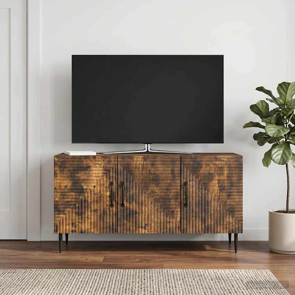TV-kast Gerookt eiken 99 x 34,5 x 50 cm Bewerkt hout is nu te koop bij PeponiXL, paradijselijk wonen!