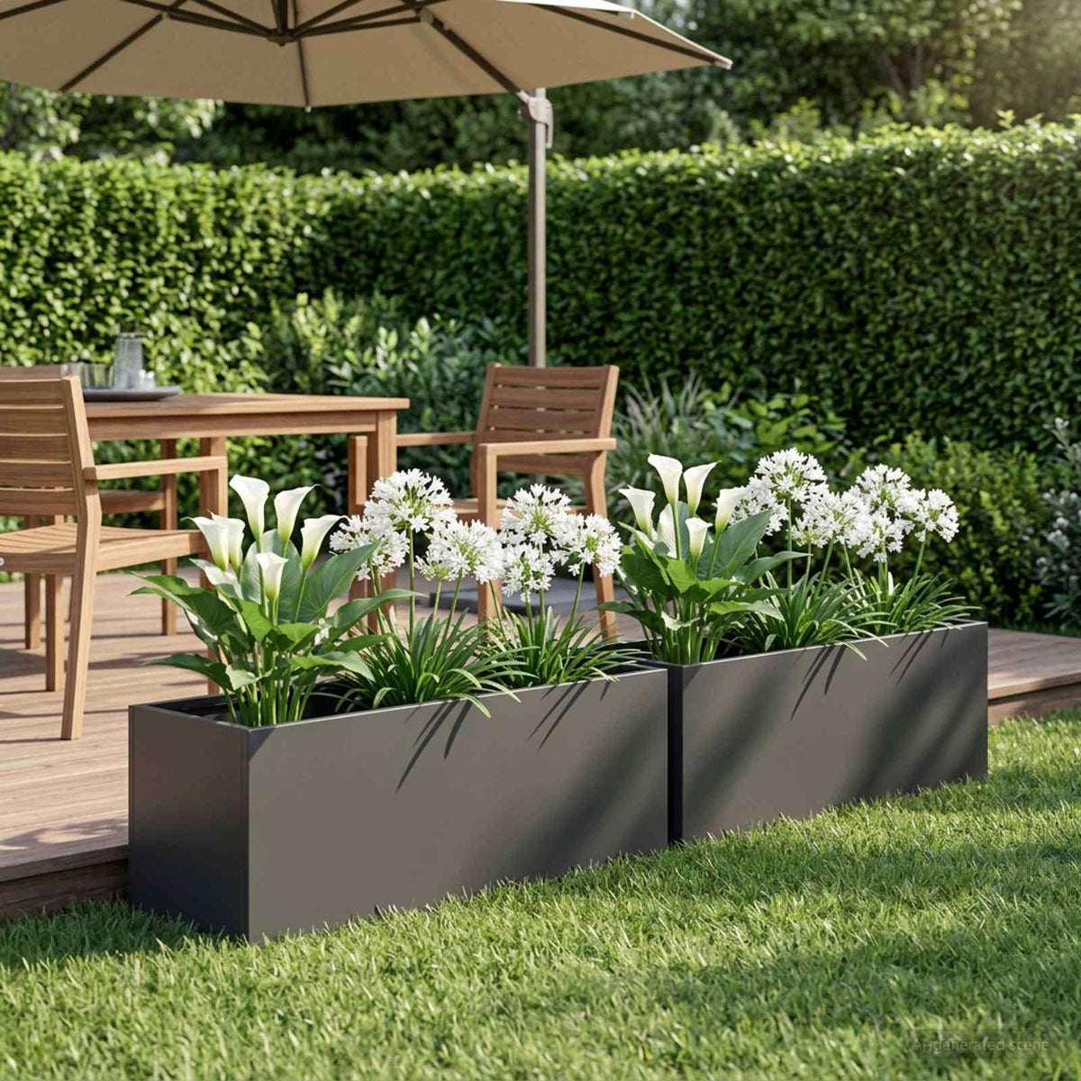 Plantenbak 2 st Zwart 60 x 20 x 20 cm Koudgewalst staal is nu te koop bij PeponiXL, paradijselijk wonen!