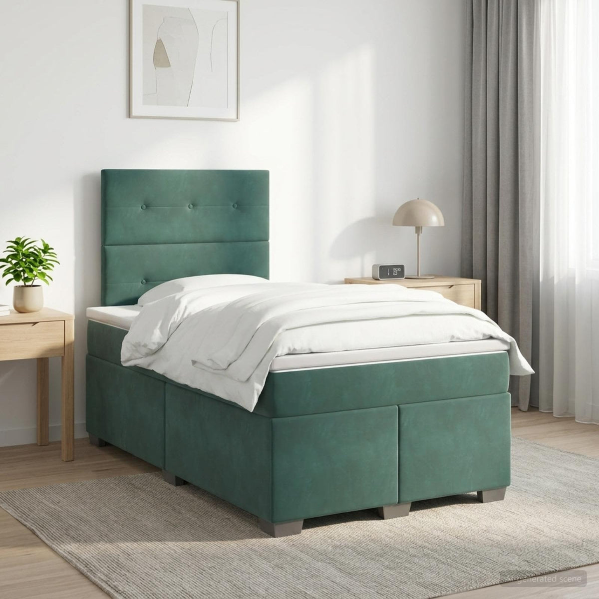 Boxspringbed met matras Donkergroen 120 x 190 cm Fluweel is nu te koop bij PeponiXL, paradijselijk wonen!