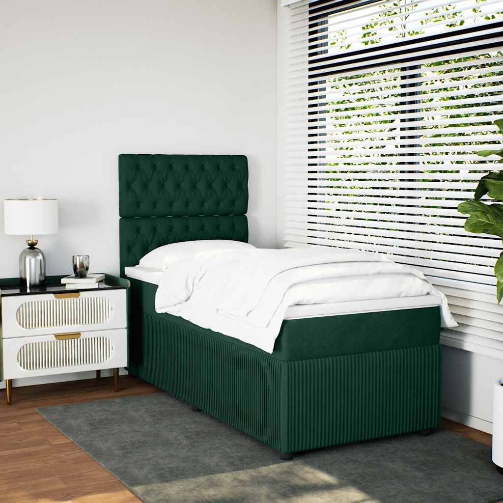 Boxspring met matras fluweel donkergroen 80x200 cm is nu te koop bij PeponiXL, paradijselijk wonen!