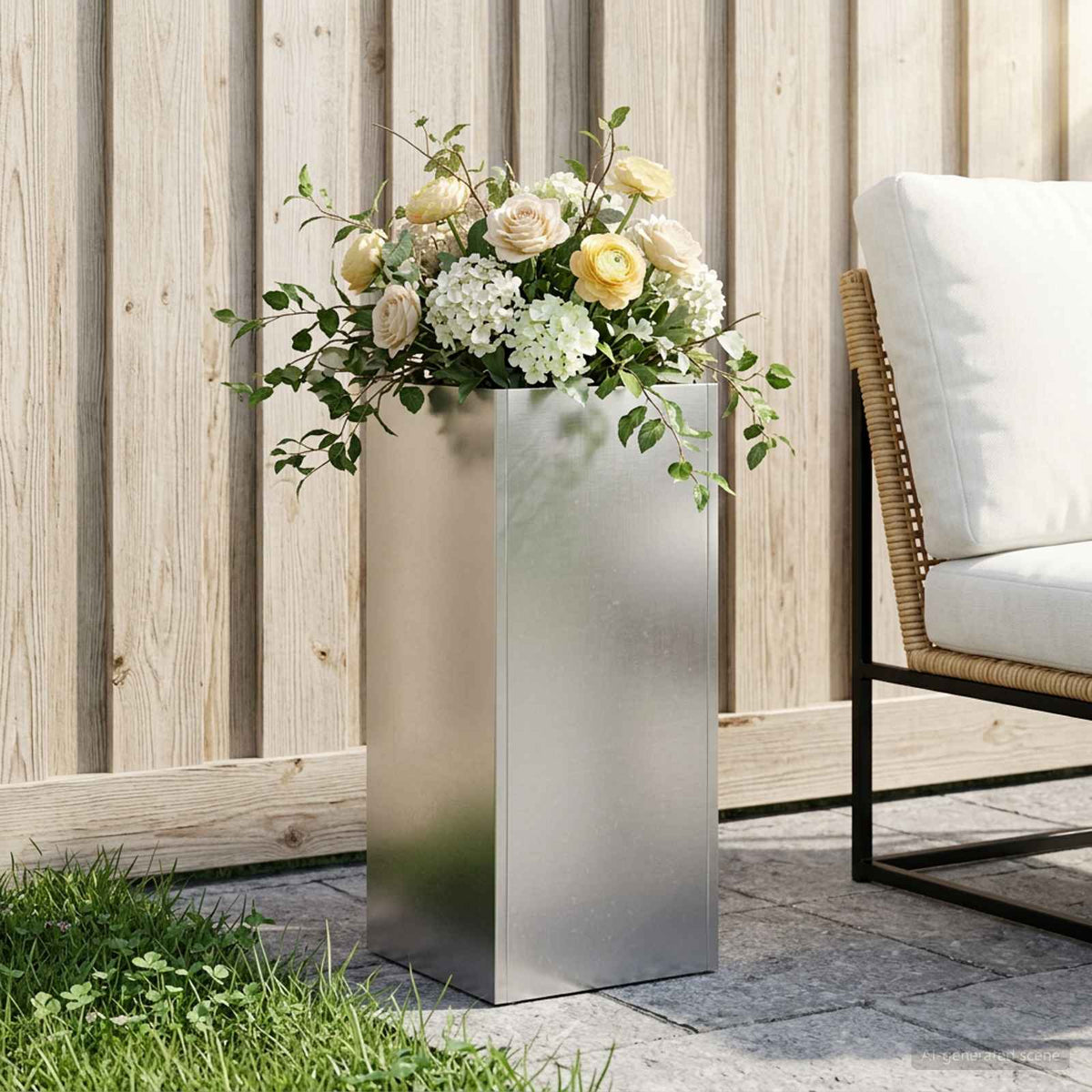 Plantenbak zilver 20 x 20 x 40 cm Roestvrij staal is nu te koop bij PeponiXL, paradijselijk wonen!
