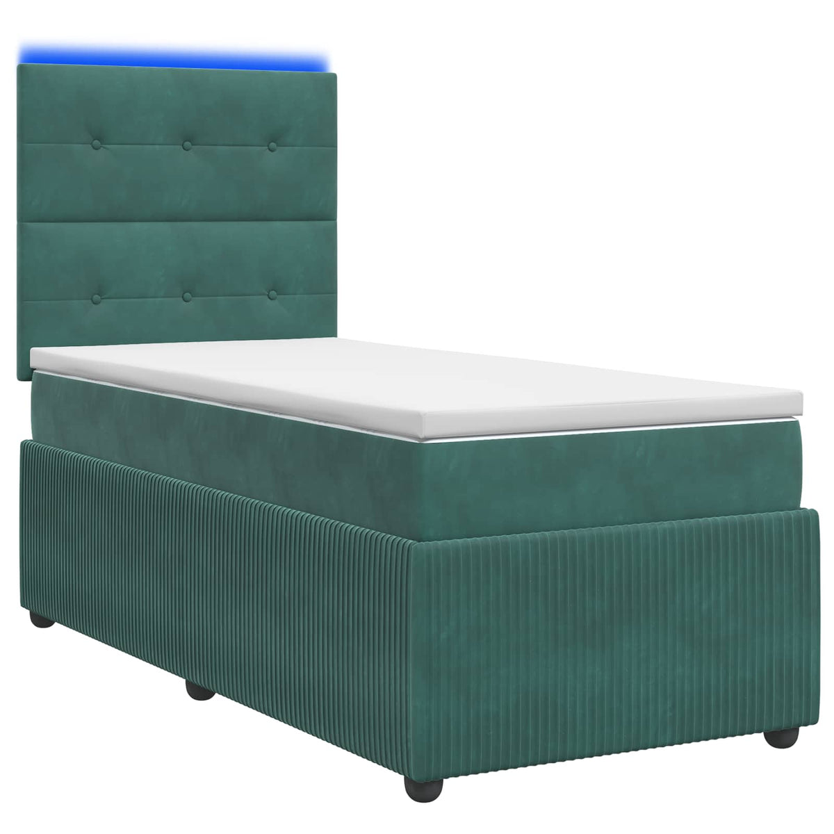 LED Boxspring Bed met Matras Donkergroen 90 x 190 cm Fluweel is nu te koop bij PeponiXL, paradijselijk wonen!