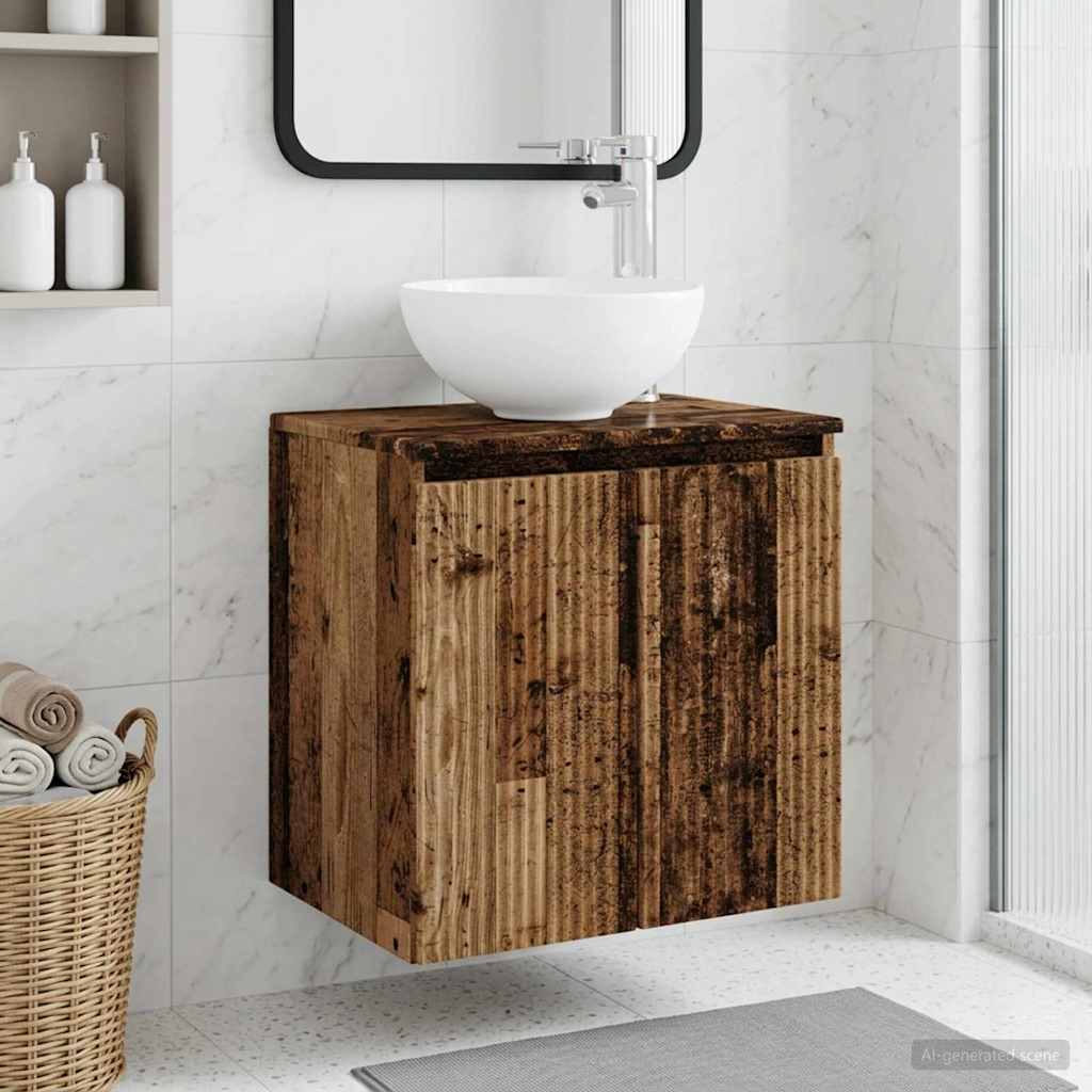 Wandgemonteerde wastafelmeubel Oud hout 49,5 x 35 x 63 cm is nu te koop bij PeponiXL, paradijselijk wonen!