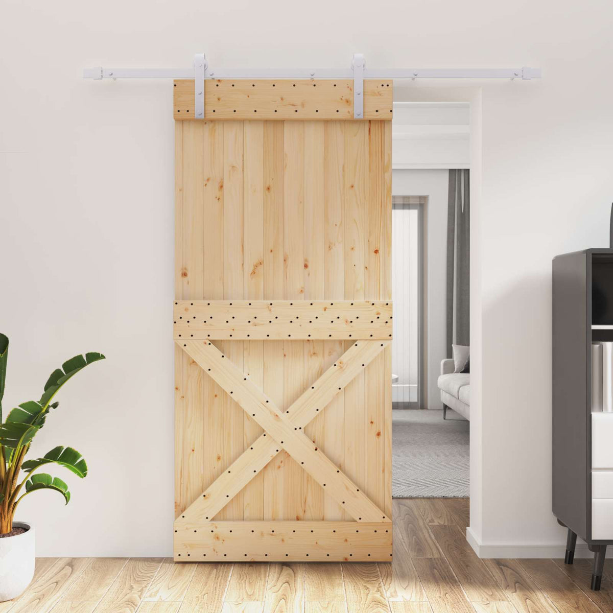 Schuifdeur Natuurlijk en Wit 95 x 210 cm Massief Grenenhout is nu te koop bij PeponiXL, paradijselijk wonen!