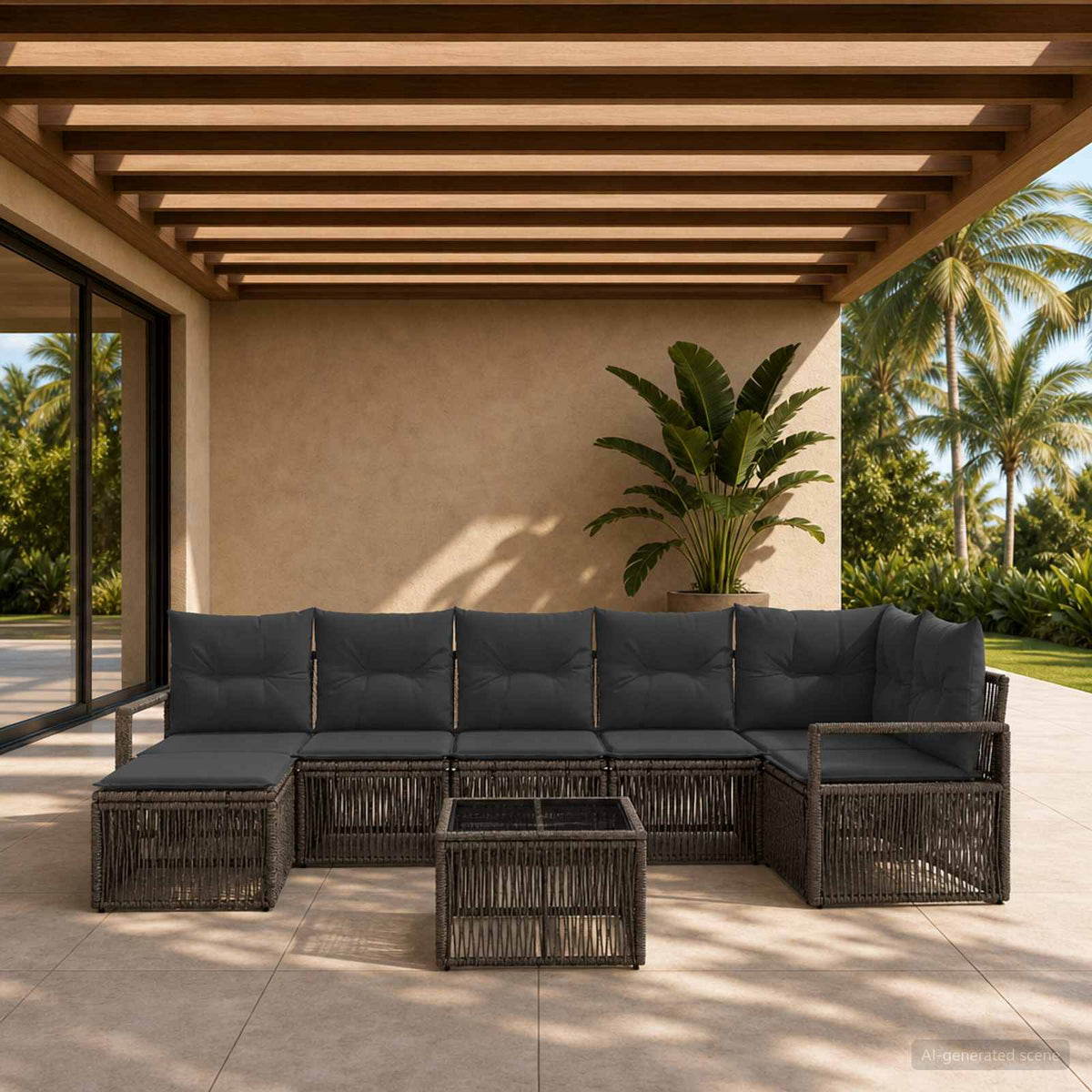 Tuinbankenset 8 pcs Grijs poly rattan is nu te koop bij PeponiXL, paradijselijk wonen!