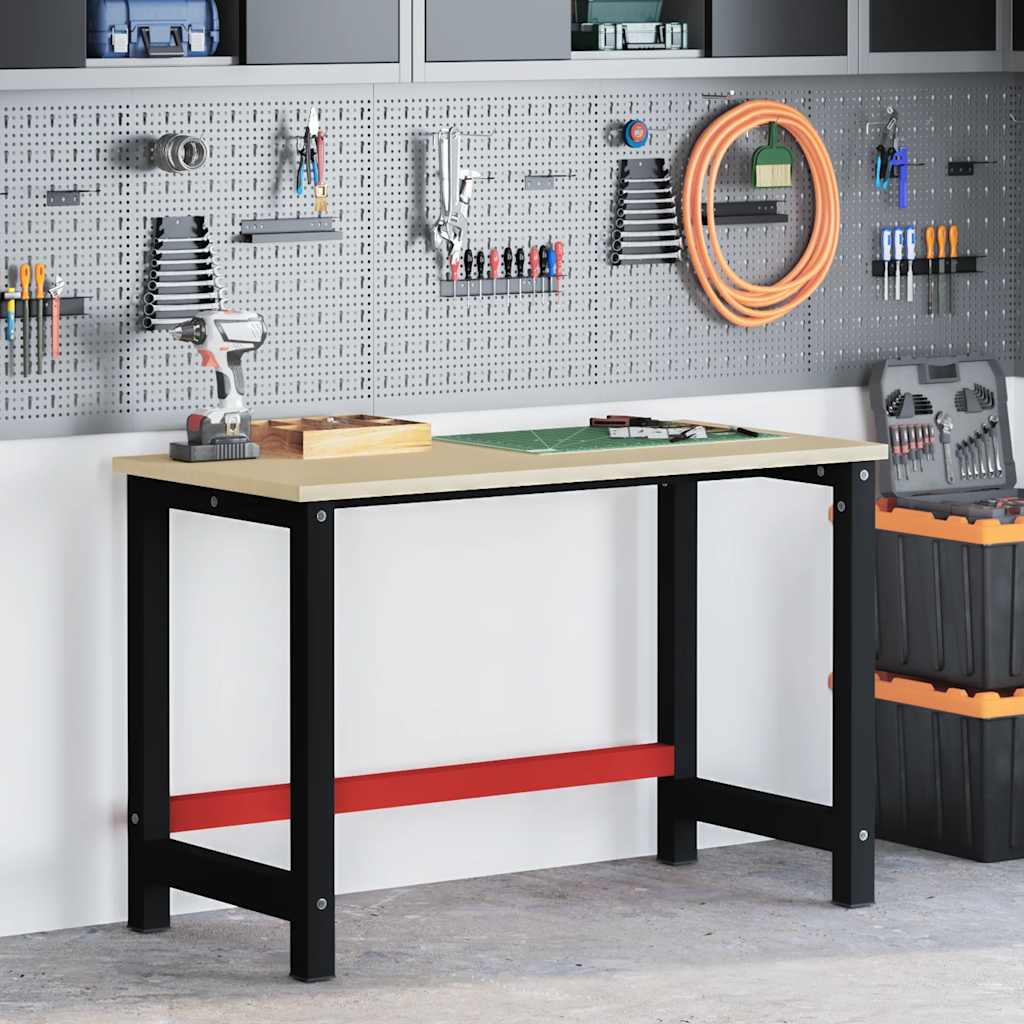 Werkbankframe 120x57x79 cm metaal zwart en rood is nu te koop bij PeponiXL, paradijselijk wonen!
